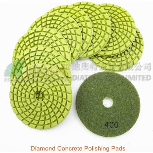 SHDIATOOL 9pcs 4inch Diamond resin bond concrete polishing pads #400 Renew Sanding discs