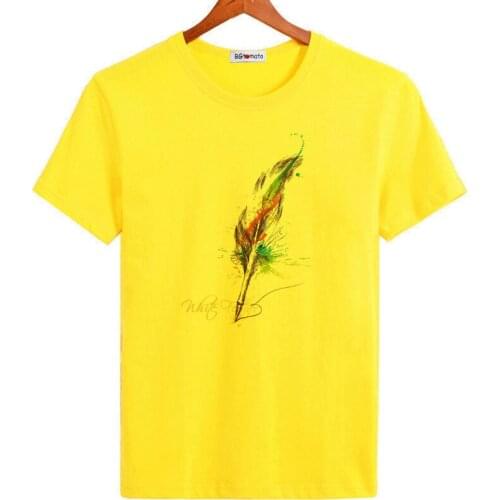 BGtomato colorful feather tshirt beautiful streetwear fashion feather t shirt men body oversized t shirt harajuku t-shirt men