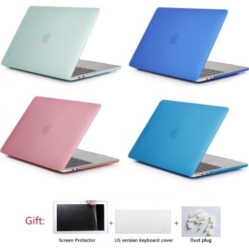 Matte Hard Shell Laptop Case+Keyboard Cover+Screen Film+Dust Pulg For MacBook Air Pro Retina with/not Touch Bar 11 12 13 15 inch