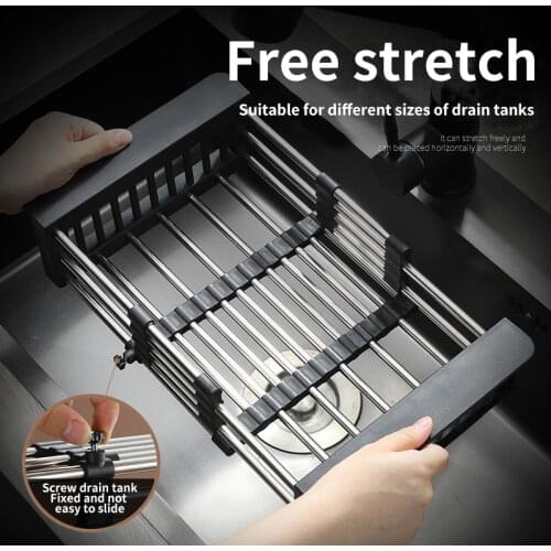 Kitchen Multifunctional Folding Vegetable Basket Stainless Steel Telescopic Drain Basket Drain Rack Sink Drain Basket