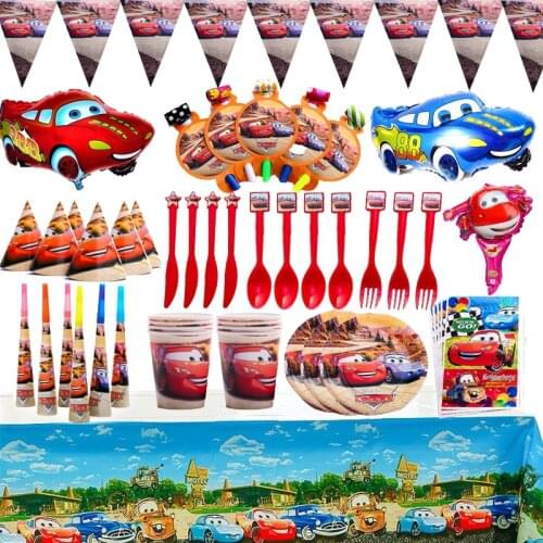 Disney Mobilization Theme Party Disposable Tableware Set Kids Favor Lightning McQueen Birthday Party Decorations Supllies