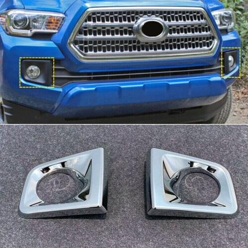 For Toyota Tacoma 2016 2017 2018 2019 ABS Chrome Accessories Front Fog Light Lamp Cover 2pcs Car Styling auto accessories