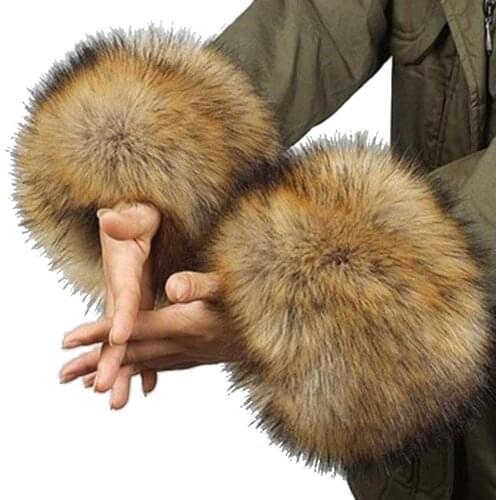New 1Pair Women Winter Cuff Wrist Warmer Oversleeve Warm And Soft Faux Fur Windproof Arm Bracelet Wristbands Arm Sleeves Gloves