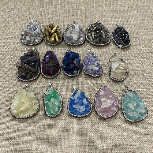 Irregular Resin, Natural Stone, Crystal Inlay, Fashion Pendant, DIY Jewelry Making, Necklace and Bracelet, Size 30x50-45x60mm