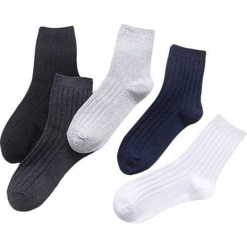 New Pure Color Breathable Mens Cotton Socks Business Casual Male Socks