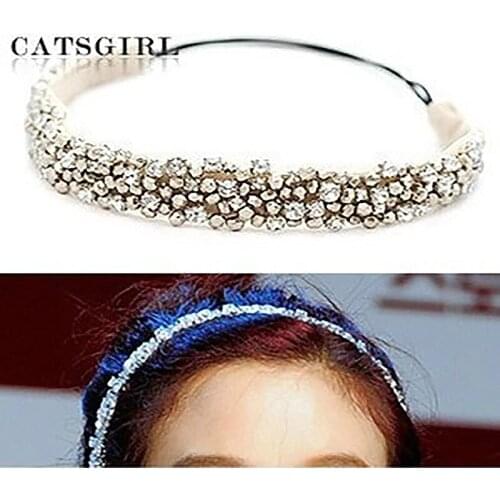 2021 new Wholesale fashion handmade cubic beads and gems elastic hairbands headband party hairband hair accessories