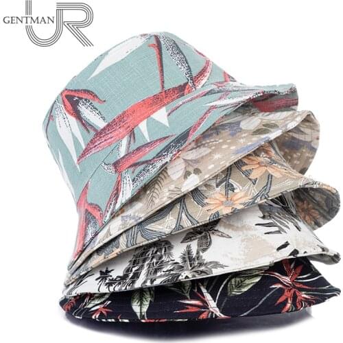 New Fashion Bucket Hats Cotton Flower Plant Printing Summer Cap For Women Outdoor Streetwear Sunscreen Sun Hat Female Panama Cap