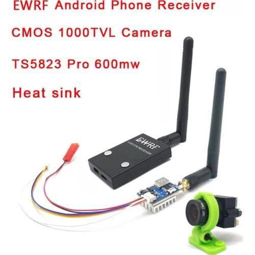 5.8G FPV Receiver UVC Video Downlink OTG VR Android Phone +5.8G 600mw Transmitter TS5823 Pro+CMOS 1000TVL Camera with heat sink
