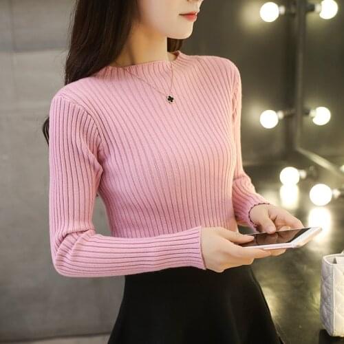 OHCLOTHING A new womens sweater solid shot collar sweater hedging 30