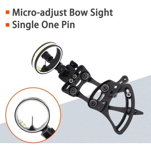 Bow Sight 1Pin Single 0.019'' One Pin Micro-adjust Black CNC Aluminum Alloy Professional Compound Bow Sight