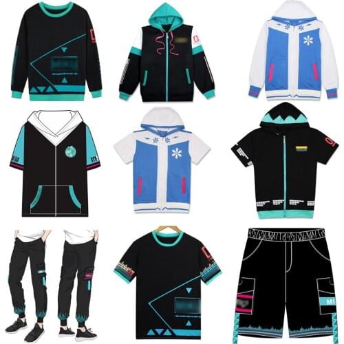 Japan Anime Len Rin Snow Miku Coat Cosplay Costume Unisex T-shirt Cartoon Hoodies Shorts Long Pants Sweatshirt for Christmas