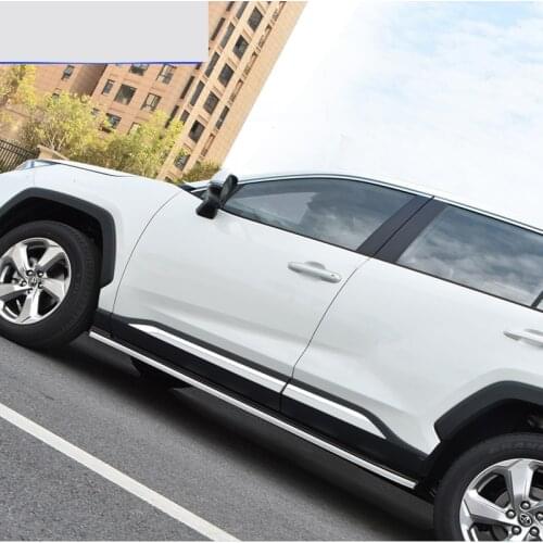 Fit for Toyota RAV4 2019 2020 ABS Chrome Door Body Molding Car Accessories Side Strips Trim Cover