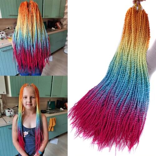 Full Star 20 Roots Long Senegalese Twist Hair Ombre Rainbow Pink Verdant Crochet Braids Synthetic Hair Senegalese Twist Hair