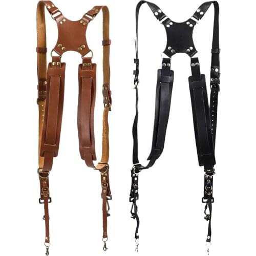 Real Cowhide Camera Strap Accessories Long Camera Strap Custom Shoulder Harness for Two Cameras Strap Sling