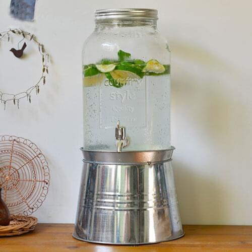 Ice-bucket Glass Jar Summer Bar Home beverage server rooster large volume size Mason jar glass pots beer jar Iron stand
