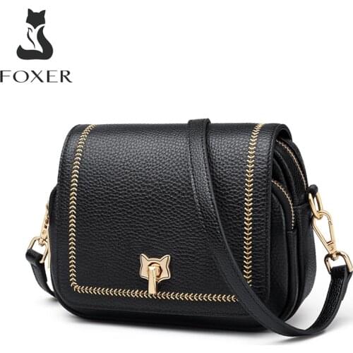FOXER 100% Genuine Leather Women Crossbody Bags Casual Mini Bags for Girl Phone Purse Bag Soft Shoulder Bag Female Small Handbag