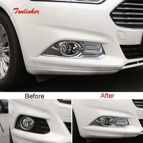 Tonlinker Exterior Front Fog light Cover case Stickers for Ford MENDEO 2013-16 Car styling 2 PCS ABS chrome Cover stickers