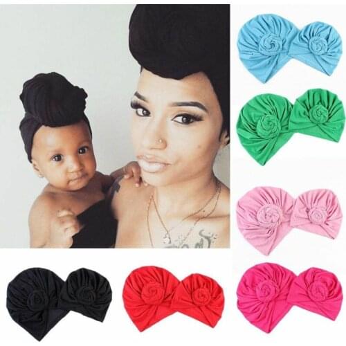 2Pcs Knot Turban Indian Hat Mother Girls Kids Turban Headband Hair Head Bands Wrap Accessories Headscarf Headwrap Headdress