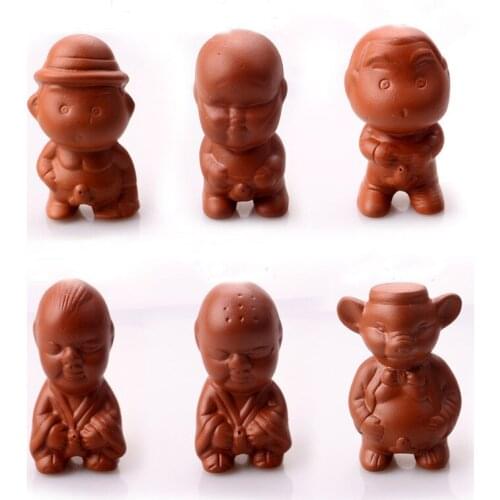Total six pieces purple clay Chinese tea pets or two Mandarin ducks playing the water Kung Fu tea accessories