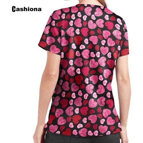 Cashiona Plus size Ladies Elegant Leisure Casual T-shirt Model Love Print V-neck Loose Womens Top 2021 Summer Tees shirt Femme