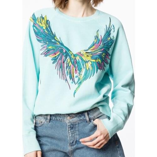 Women Autumn Winter New Fashion Embroidery Cotton Top Female High Street Loose Slim Pullovers Ladies Brand Green Sweatshirt ML77