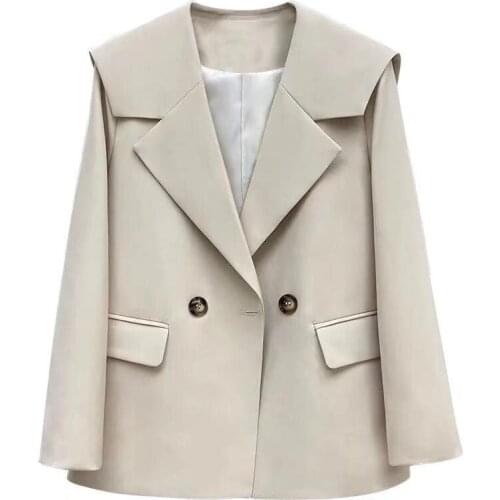 2021 Free Shipping New Fashion Spring Autumn Black Suit Jacket Female Loose Retro Casual Loose Drape Korean Profile Design Suit