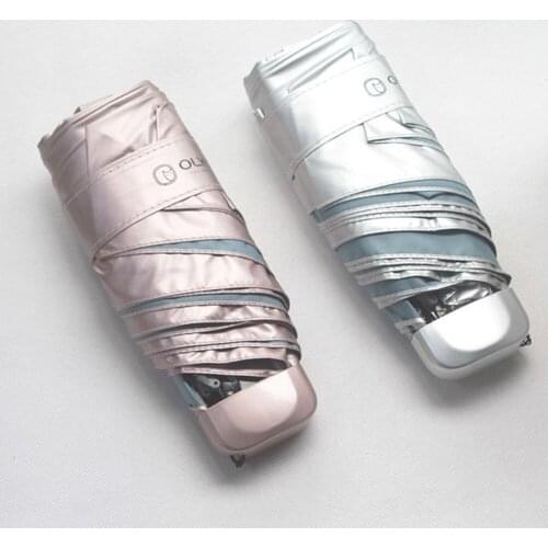 Flat Sun Umbrella Mini Titanium Silver Anti-UV UPF50+ Waterproof Portable Travel Umbrellas Five-Folding Windproof Umbrella New