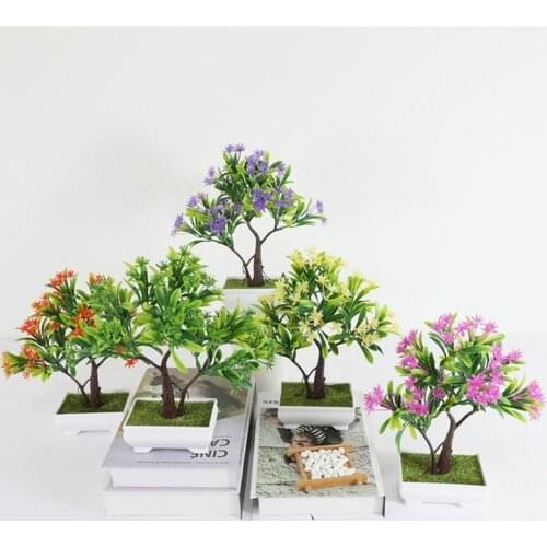 1pc Artificial Wishing Tree Potted Simulation Flower Bonsai Fake Plant Home Office Desk Decoration Table Ornament Fake Plants