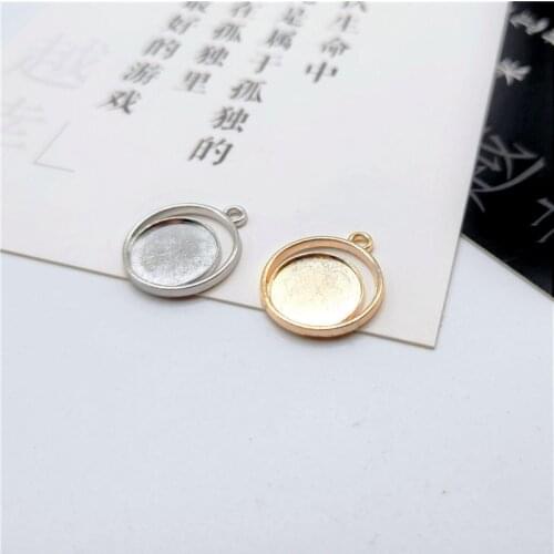 10pcs/lot Metal Gold Color 12mm Round Cabochon Base Tray Bezels Blank Setting for DIY Bracelets Pendant Jewelry Making Findings