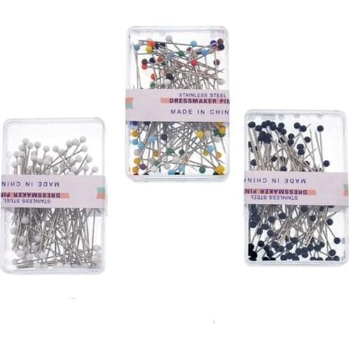 100Pcs/Box Multi Purpose Florists Sewing Pin for Corsage 3Colors Weddings Supplies Plastic/Stainless Steel DIY Dressmaking Pins