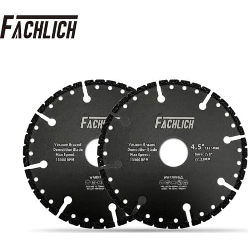 FACHLICH 2pieces All Purpose Diamond Cutting Disc for Rebar Cast Iron Granite Demolition Saw Blade One for All Blade DiA 4.5"