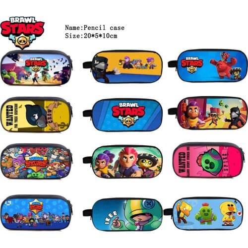 2021 Anime Browlerss Leon Crow Spike Shelly Colt Jessie Brock Figure Pattern Pen Pencil Bag Case Zipper Cosmetic Bag Action Toy