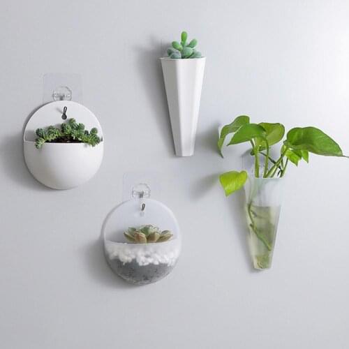 3Pcs Hydroponic Wall Mounted Plant Pot Hanging Flower Vase Plastic Green Dill Flowerpot Basket Planter Home Garden Decoration