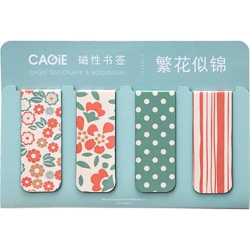 4pcs Cute Bee Flower Magnetic Bookmarks Magnet Page Markers Page Clips Bookmark for Student Reading Office Stationery