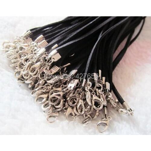 50pcs 3X420mm Black/Brown/Purple Korea Faux Suede Leather Necklace Cord String Rope, Extender Chain, Lobster Clasp,DIY Accessory