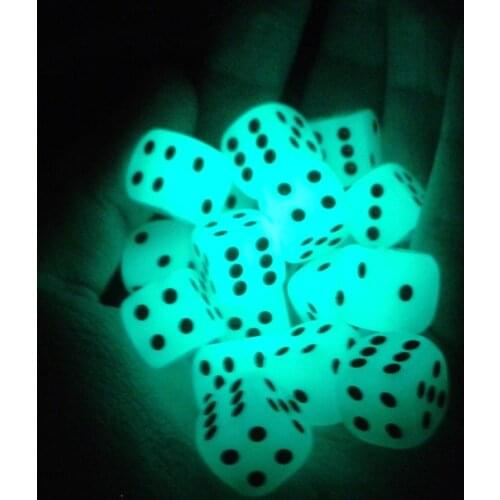 6 Pieces of 14MM Rounded Luminous Black Dot Dice Night Bar Supplies KTV Luminous Dice Boutique Luminous Sieve