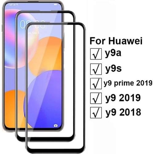 9D full cover for huawei y9s y9A y8s y8p y7p y6s y6p y9 y7 prime y6 pro 2019 y5 2018 phone screen protector tempered glass film