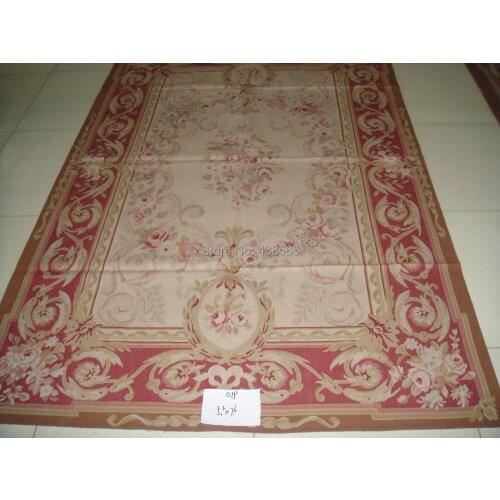Free Shipping 5.2'X7.6' Antique French Aubusson rug hand knotted 100% New Zealand wool rugs and carpets wholesale carpets