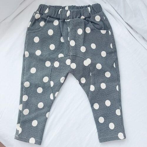 Childrens pants 2019 autumn new boy spring casual wide leg pants kids fashion low waist trousers girls dot wide leg pants