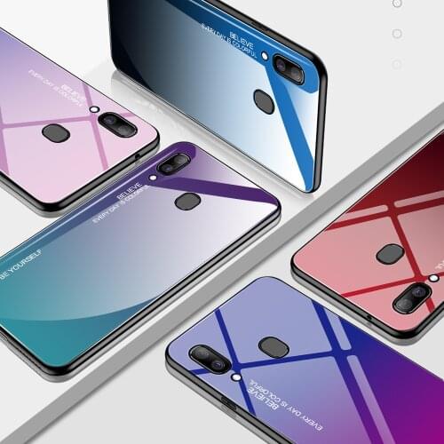 Gradient Glass Mobile Phone Case For Samsung Galaxy A50 A30 A 30 50 Ultra Thin Back Cover Shell One For Samsung A305 A505 Case