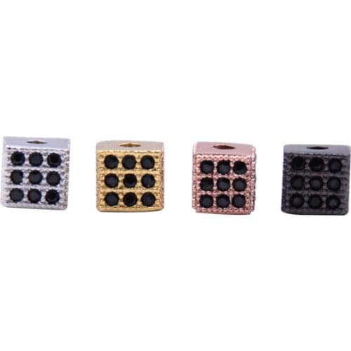 HYHONEY Micro Pave Zirconia CZ Square Accessories Jewelry DIY Bracelet Beads for jewelry making Brass Metal