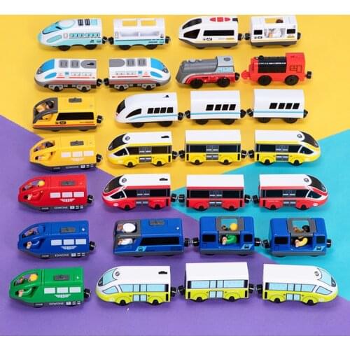 Railway Electric Train Toys Locomotive Magnetic Train Diecast Slot Toy Fit For Brand Wood Track Educational Toys For Children