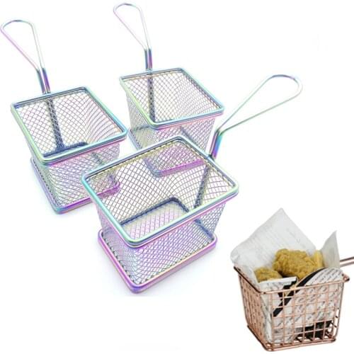 French Fries Basket Snack Baskets Fried Chicken Dish Plate Stainless Steel Frenchfries Pot Mech Basket Kitchen Cooking Tool 1pcs
