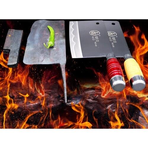 Forged Chinese Butcher Knife Slicing Handmade Kitchen Tool Chef Wide Butcher Knife Razor Sharp Meat Fish Vege Non-slip Handle