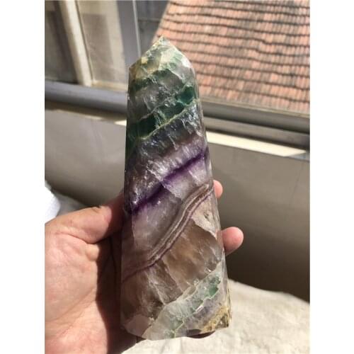 Beautiful Natural Fluorite Quartz Crystal Obelisk Healing Decoration