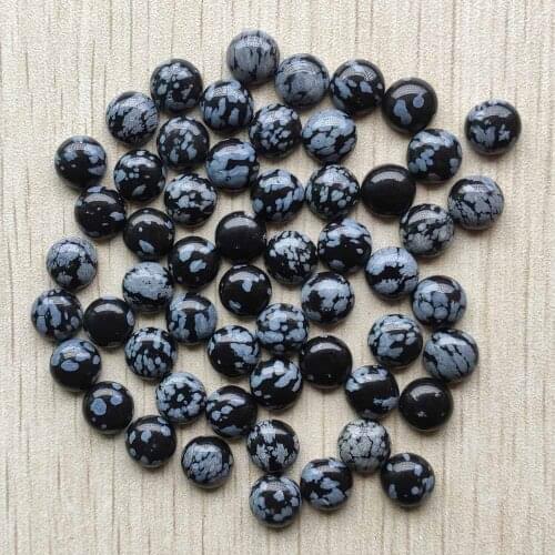 8mm Wholesale 50pcs/lot fashion good quality natural balck snowflake round cab cabochon beads for jewelry making free shipping