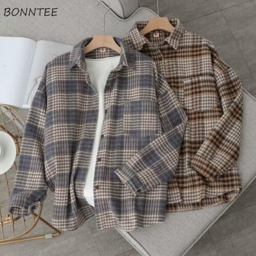 Retro Jackets Women Fall Spring Basic Thick Stylish Korean Loose Ladies Outwear Coats All-match Simple Vintage Female Clothing