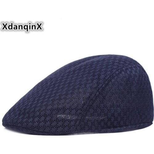 XdanqinX Unisex Summer Simple Mesh Breathable Fashion Beret Duckbill Caps For Men Women Berets New Style Flat Cap Golf Ivy Hats