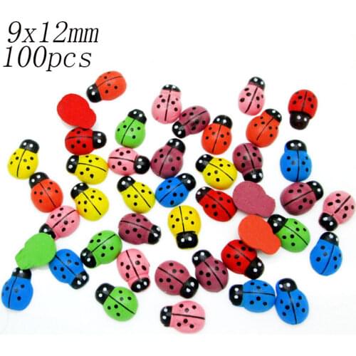 LF 100pcs Mixed Wooden Ladybug Flatback Cabochon Decoration Handicraft For Scrapbooking Cardmaking Cute DIY Accessories