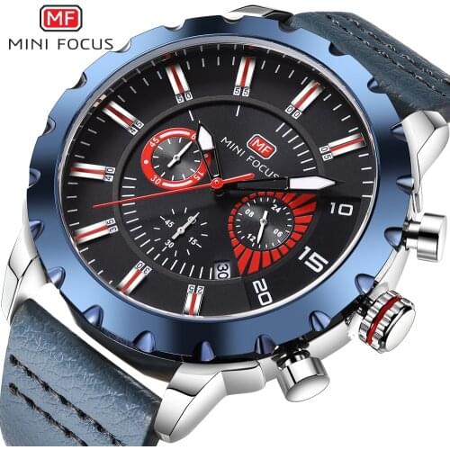 MINI FOCUS Famous Wristwatch Mens Watches Top Brand Luxury Male Clock Leather Quartz Watch Men Military Amry Relogio Masculino